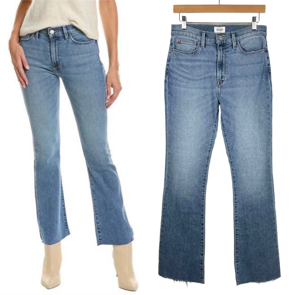 Hudson Blair High Rise Bootcut Jeans Light Wash Raw Hem Size 27
